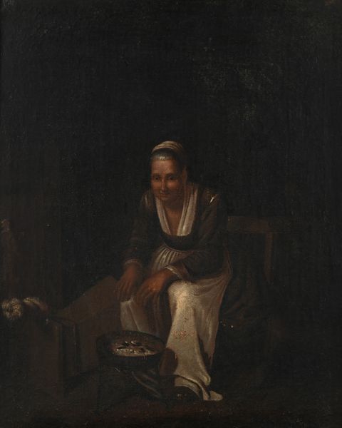 PITTORE DEL XVIII SECOLO : Interno popolana con braciere  - Asta ASTA A TEMPO - Antiquariato, Dipinti, Oggetti d'Arte e Pastori da Presepe Napoletani - Associazione Nazionale - Case d'Asta italiane