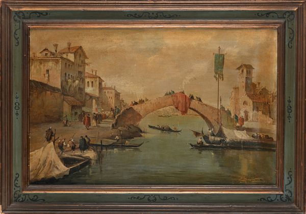 Vedute veneziane con capriccio e personaggi  - Asta ASTA A TEMPO - Antiquariato, Dipinti, Oggetti d'Arte e Pastori da Presepe Napoletani - Associazione Nazionale - Case d'Asta italiane