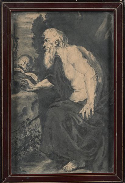 PITTORE DEL XIX SECOLO : San Girolamo  - Asta ASTA A TEMPO - Antiquariato, Dipinti, Oggetti d'Arte e Pastori da Presepe Napoletani - Associazione Nazionale - Case d'Asta italiane