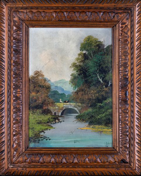 Pittore del XIX/XX secolo : a) Veduta fluviale  b) Paesaggio boschivo con figure  - Asta ASTA A TEMPO - Antiquariato, Dipinti, Oggetti d'Arte e Pastori da Presepe Napoletani - Associazione Nazionale - Case d'Asta italiane