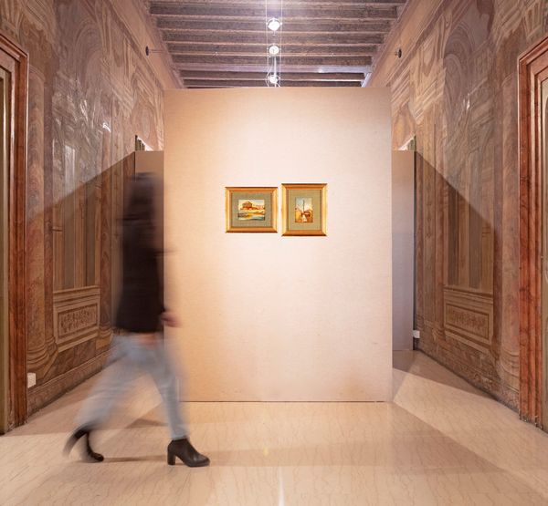 Dante Ricci : Colonna dell'Immacolata a Piazza Mignanelli; Veduta di Castel Sant'Angelo - coppia di dipinti  - Asta ASTA A TEMPO - Antiquariato, Dipinti, Oggetti d'Arte e Pastori da Presepe Napoletani - Associazione Nazionale - Case d'Asta italiane