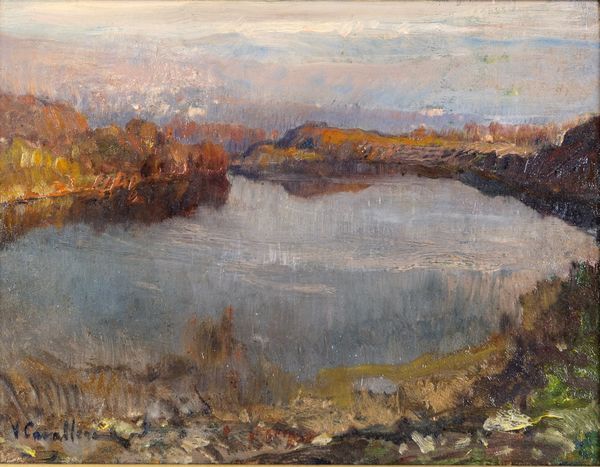 VITTORIO CAVALLERI : Vittorio Cavalleri, Lungo il Po presso Torino  - Asta ASTA A TEMPO - Antiquariato, Dipinti, Oggetti d'Arte e Pastori da Presepe Napoletani - Associazione Nazionale - Case d'Asta italiane