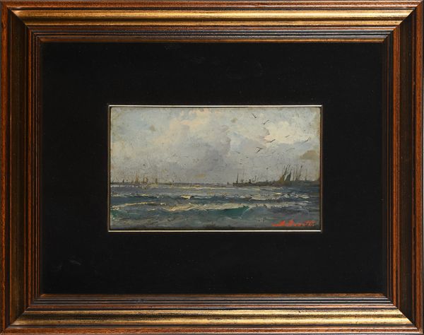 Ezelino Briante : Marina con velieri  - Asta ASTA A TEMPO - Antiquariato, Dipinti, Oggetti d'Arte e Pastori da Presepe Napoletani - Associazione Nazionale - Case d'Asta italiane