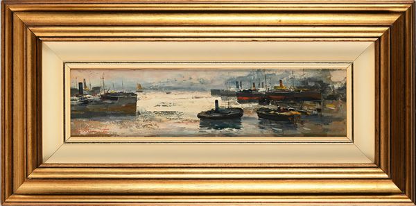 Ezelino Briante : Marina barche  - Asta ASTA A TEMPO - Antiquariato, Dipinti, Oggetti d'Arte e Pastori da Presepe Napoletani - Associazione Nazionale - Case d'Asta italiane