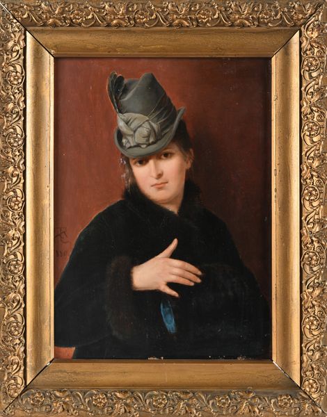 Emanuele Trionfi : Ritratto di signora con manicotto e cappello grigio  - Asta ASTA A TEMPO - Antiquariato, Dipinti, Oggetti d'Arte e Pastori da Presepe Napoletani - Associazione Nazionale - Case d'Asta italiane