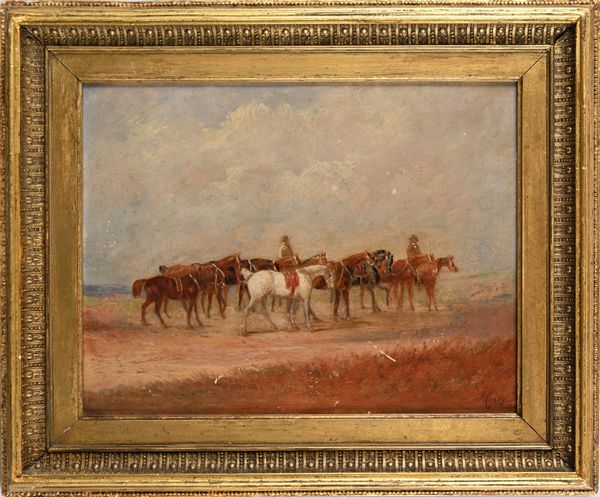 PITTORE DEL XIX SECOLO : Coppia di dipinti raffiguranti cavalli e cavalieri  - Asta ASTA A TEMPO - Antiquariato, Dipinti, Oggetti d'Arte e Pastori da Presepe Napoletani - Associazione Nazionale - Case d'Asta italiane