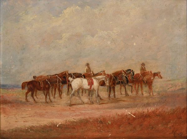 PITTORE DEL XIX SECOLO : Coppia di dipinti raffiguranti cavalli e cavalieri  - Asta ASTA A TEMPO - Antiquariato, Dipinti, Oggetti d'Arte e Pastori da Presepe Napoletani - Associazione Nazionale - Case d'Asta italiane