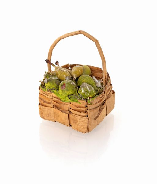 Cestino con fichi e pere in terracotta policroma  - Asta ASTA A TEMPO - Antiquariato, Dipinti, Oggetti d'Arte e Pastori da Presepe Napoletani - Associazione Nazionale - Case d'Asta italiane