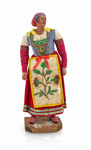 Procidana con cuffia in creta rossa idealmente trattenuta da nastro azzurro  - Asta ASTA A TEMPO - Antiquariato, Dipinti, Oggetti d'Arte e Pastori da Presepe Napoletani - Associazione Nazionale - Case d'Asta italiane