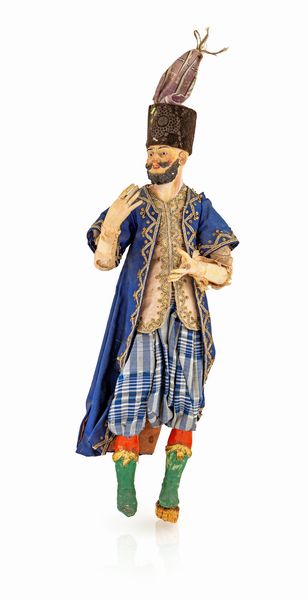 Orientale calvo con codino, baffi, barba e cappello  - Asta ASTA A TEMPO - Antiquariato, Dipinti, Oggetti d'Arte e Pastori da Presepe Napoletani - Associazione Nazionale - Case d'Asta italiane