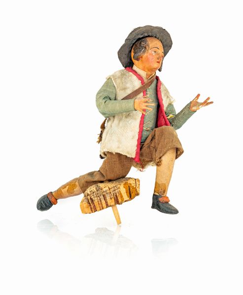 Giovane pastore della meraviglia  con cappello e bisaccia, inginocchiato  - Asta ASTA A TEMPO - Antiquariato, Dipinti, Oggetti d'Arte e Pastori da Presepe Napoletani - Associazione Nazionale - Case d'Asta italiane