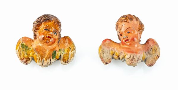 Due cherubini in terracotta policroma  - Asta ASTA A TEMPO - Antiquariato, Dipinti, Oggetti d'Arte e Pastori da Presepe Napoletani - Associazione Nazionale - Case d'Asta italiane