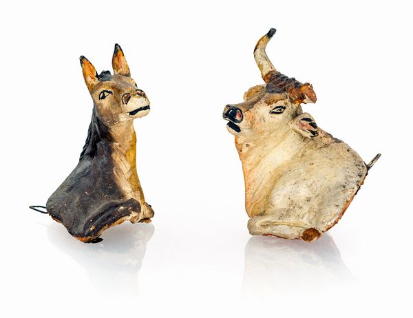 Testa di asino e di bue in terracotta policroma  - Asta ASTA A TEMPO - Antiquariato, Dipinti, Oggetti d'Arte e Pastori da Presepe Napoletani - Associazione Nazionale - Case d'Asta italiane