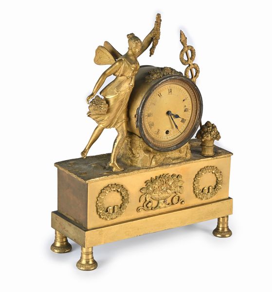 Orologio in bronzo dorato, XIX secolo  - Asta ASTA A TEMPO - Antiquariato, Dipinti, Oggetti d'Arte e Pastori da Presepe Napoletani - Associazione Nazionale - Case d'Asta italiane