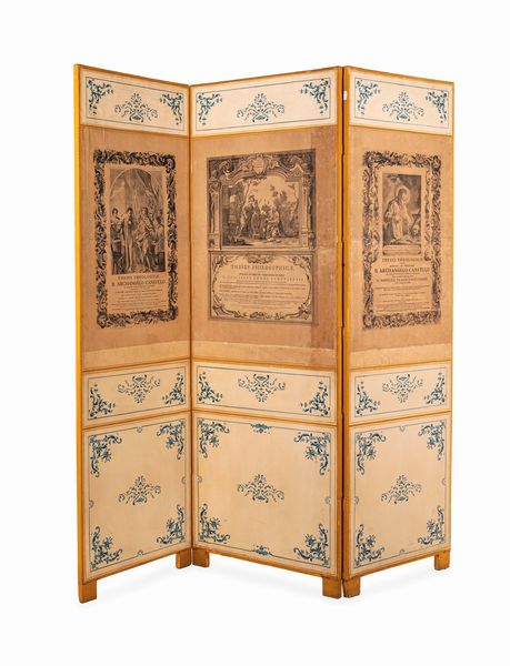 Coppia di paraventi a tre ante in legno dipinto  - Asta ASTA A TEMPO - Antiquariato, Dipinti, Oggetti d'Arte e Pastori da Presepe Napoletani - Associazione Nazionale - Case d'Asta italiane