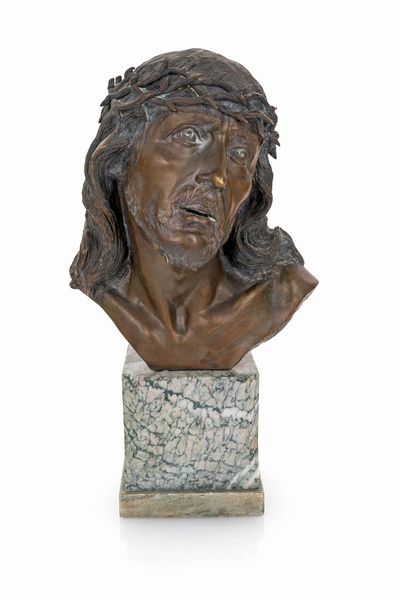 Ferdinando De Luca : Testa di Cristo incoronato di spine  - Asta ASTA A TEMPO - Antiquariato, Dipinti, Oggetti d'Arte e Pastori da Presepe Napoletani - Associazione Nazionale - Case d'Asta italiane