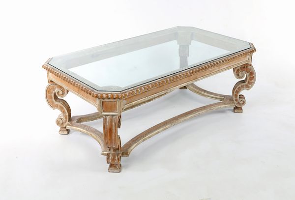 Tavolino da salotto in legno naturale con piano in cristallo  - Asta ASTA A TEMPO - Antiquariato, Dipinti, Oggetti d'Arte e Pastori da Presepe Napoletani - Associazione Nazionale - Case d'Asta italiane