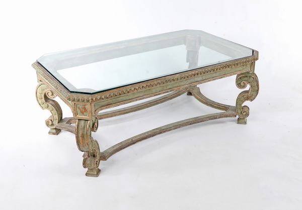 Tavolo da salotto in legno con piano in cristallo  - Asta ASTA A TEMPO - Antiquariato, Dipinti, Oggetti d'Arte e Pastori da Presepe Napoletani - Associazione Nazionale - Case d'Asta italiane