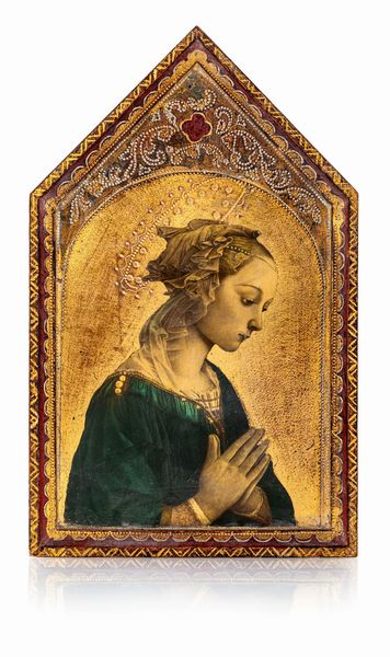 Icona stile gotico in legno raffigurante Madonna da Filippo Lippi  - Asta ASTA A TEMPO - Antiquariato, Dipinti, Oggetti d'Arte e Pastori da Presepe Napoletani - Associazione Nazionale - Case d'Asta italiane