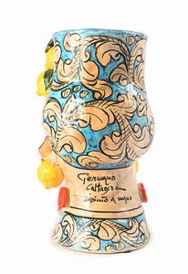 Grande vaso in ceramica policroma, Caltagirone  - Asta ASTA A TEMPO - Antiquariato, Dipinti, Oggetti d'Arte e Pastori da Presepe Napoletani - Associazione Nazionale - Case d'Asta italiane