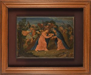 Scuola romana del XVIII secolo : Via Crucis  - Asta ASTA A TEMPO - Antiquariato, Dipinti, Oggetti d'Arte e Pastori da Presepe Napoletani - Associazione Nazionale - Case d'Asta italiane
