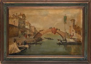 Vedute veneziane con capriccio e personaggi  - Asta ASTA A TEMPO - Antiquariato, Dipinti, Oggetti d'Arte e Pastori da Presepe Napoletani - Associazione Nazionale - Case d'Asta italiane