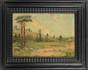 Pittore fine XIX/inizi XX secolo : Paesaggio  - Asta ASTA A TEMPO - Antiquariato, Dipinti, Oggetti d'Arte e Pastori da Presepe Napoletani - Associazione Nazionale - Case d'Asta italiane