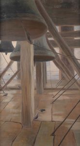 PITTORE DEL XX SECOLO : a) Gallo b) Campane  - Asta ASTA A TEMPO - Antiquariato, Dipinti, Oggetti d'Arte e Pastori da Presepe Napoletani - Associazione Nazionale - Case d'Asta italiane