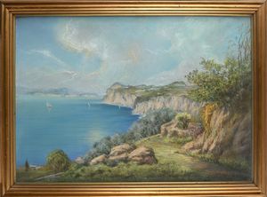 PITTORE DEL XX SECOLO : Golfo di Napoli  - Asta ASTA A TEMPO - Antiquariato, Dipinti, Oggetti d'Arte e Pastori da Presepe Napoletani - Associazione Nazionale - Case d'Asta italiane