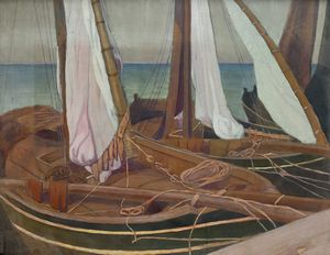 PITTORE DEL XX SECOLO - Barche a vela