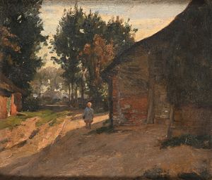 Angelo Rossi detto Giraffa - Paesaggio con figura