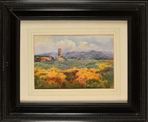 Filippo Anivitti : Campagna Romana  - Asta ASTA A TEMPO - Antiquariato, Dipinti, Oggetti d'Arte e Pastori da Presepe Napoletani - Associazione Nazionale - Case d'Asta italiane