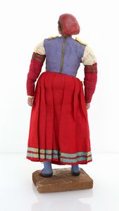 Procidana con cuffia in creta rossa idealmente trattenuta da nastro azzurro  - Asta ASTA A TEMPO - Antiquariato, Dipinti, Oggetti d'Arte e Pastori da Presepe Napoletani - Associazione Nazionale - Case d'Asta italiane