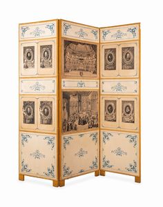 Coppia di paraventi a tre ante in legno dipinto  - Asta ASTA A TEMPO - Antiquariato, Dipinti, Oggetti d'Arte e Pastori da Presepe Napoletani - Associazione Nazionale - Case d'Asta italiane