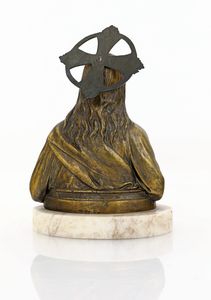 Busto in bronzo raffigurante Sacro cuore di Gesù  - Asta ASTA A TEMPO - Antiquariato, Dipinti, Oggetti d'Arte e Pastori da Presepe Napoletani - Associazione Nazionale - Case d'Asta italiane