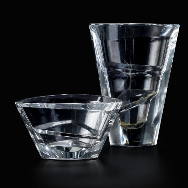 Due vasi.<BR>Francia, manifattura Baccarat, seconda met del XX secolo.  - Asta Maioliche, Porcellane e Vetri - Associazione Nazionale - Case d'Asta italiane