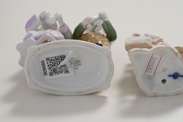 Sei figurine.<BR>Doccia, Manifattura Ginori e Turingia, Manifattura di Rudolstadt, XX secolo.  - Asta Maioliche, Porcellane e Vetri - Associazione Nazionale - Case d'Asta italiane