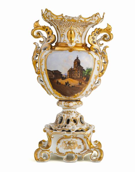 Vaso.<BR>Torino, Manifattura Dortu, Richard & C., 1840 circa.  - Asta Maioliche, Porcellane e Vetri - Associazione Nazionale - Case d'Asta italiane