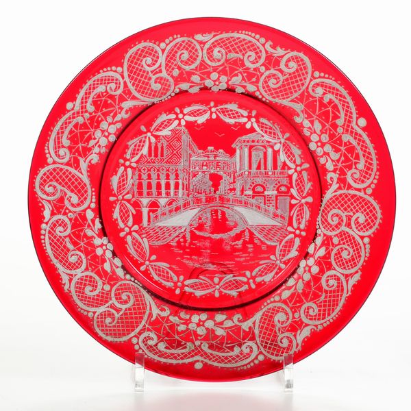 Piatto.<BR>Murano, XX secolo.<BR>  - Asta Maioliche, Porcellane e Vetri - Associazione Nazionale - Case d'Asta italiane