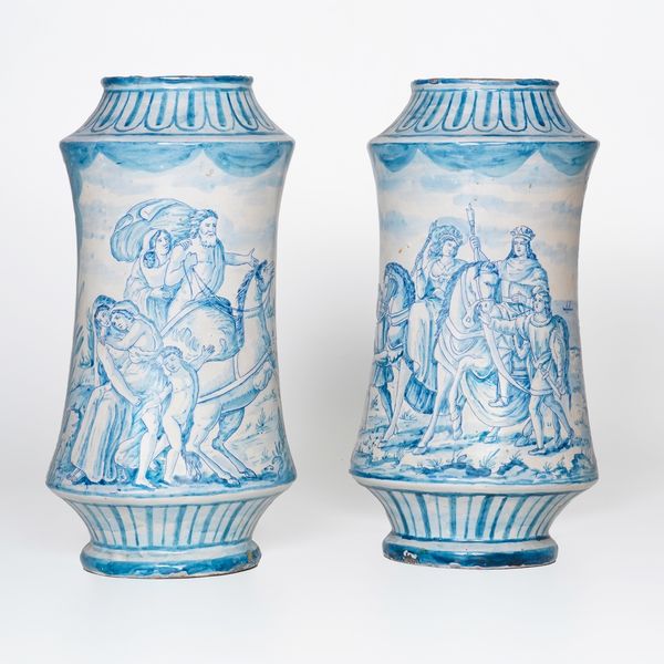 Coppia di grandi albarelli datati 1751.<BR>Probabilmente Napoli, XX secolo.  - Asta Maioliche, Porcellane e Vetri - Associazione Nazionale - Case d'Asta italiane