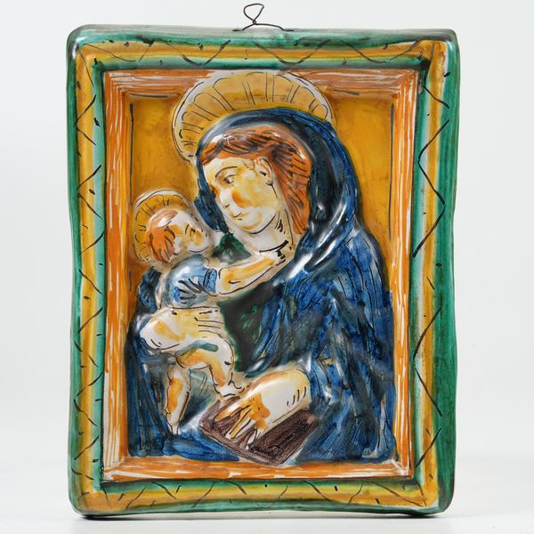 Targa devozionale.<BR>Montelupo, Manifattura Dolfi, XX secolo.  - Asta Maioliche, Porcellane e Vetri - Associazione Nazionale - Case d'Asta italiane