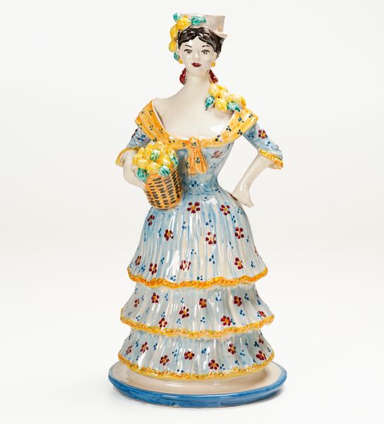 Porta lume.<BR>Caltagirone, firmato e datato A.Iudici, 2022.  - Asta Maioliche, Porcellane e Vetri - Associazione Nazionale - Case d'Asta italiane