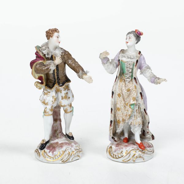 Coppia di figurine.<BR>Turingia, XX secolo.  - Asta Maioliche, Porcellane e Vetri - Associazione Nazionale - Case d'Asta italiane