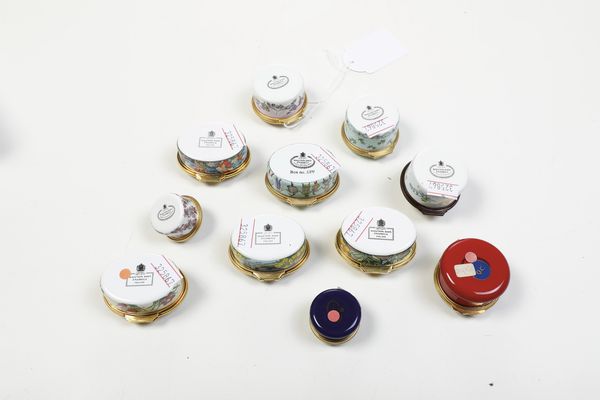 Lotto di 11 scatoline.<BR>Inghilterra, Halcyon Days Enamels, fine del XX secolo.  - Asta Maioliche, Porcellane e Vetri - Associazione Nazionale - Case d'Asta italiane