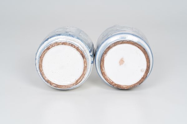 Coppia di albarelli.<BR>Probabilmente Napoli, XX secolo.  - Asta Maioliche, Porcellane e Vetri - Associazione Nazionale - Case d'Asta italiane