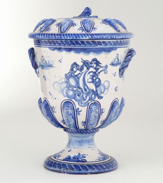 Vaso con coperchio.<BR>Liguria, XX secolo.  - Asta Maioliche, Porcellane e Vetri - Associazione Nazionale - Case d'Asta italiane