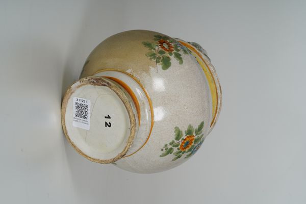 Versatore con coperchio.<BR>Probabilmente Liguria, XIX secolo.  - Asta Maioliche, Porcellane e Vetri - Associazione Nazionale - Case d'Asta italiane