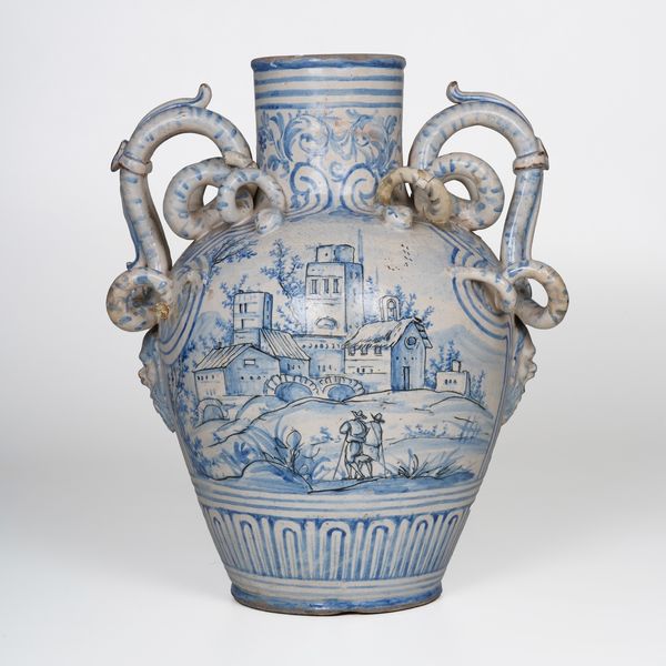 Vaso biansato. <BR>Liguria (?), inizio del XX secolo.  - Asta Maioliche, Porcellane e Vetri - Associazione Nazionale - Case d'Asta italiane