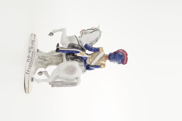 Figurina di soldato a cavallo.<BR>Germania, Turingia, Manifattura di Sitzendorf, XX secolo.  - Asta Maioliche, Porcellane e Vetri - Associazione Nazionale - Case d'Asta italiane