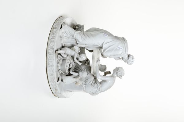 Grande gruppo con giocatori di dadi.<BR>Probabilmente Turingia o Boemia, prima met del XX secolo.  - Asta Maioliche, Porcellane e Vetri - Associazione Nazionale - Case d'Asta italiane